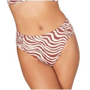 NWT Andie Swim The Hipster Bikini Bottom In Bias Stripe Truffle Size XL